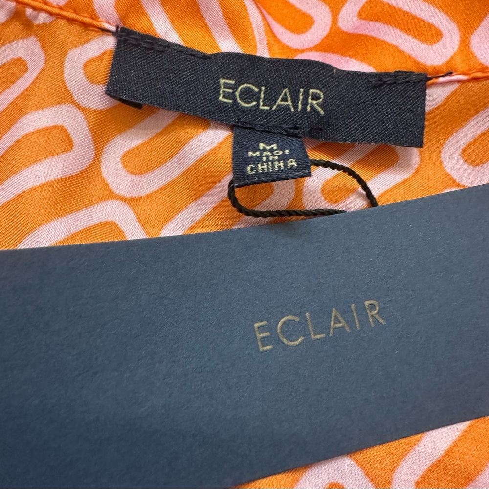 NWT Eclair Button Up Tie Short Sleeve Blouse Size Medium - Picture 11 of 12
